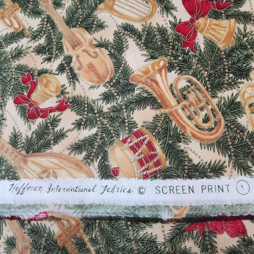 Hoffman International Fabric Holiday Instruments Cotton 45" Wide 4 Yards New